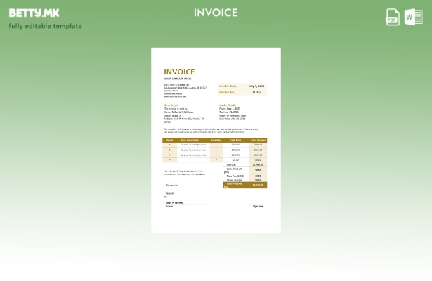 Шаблон за бесплатна наставна фактура во модерен стил